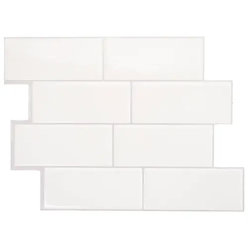 Mosaik Series Wall Tile, 8.38 in L Tile, 11.56 in W Tile, Straight Edge, Resin, White, Glossy - pack of 24