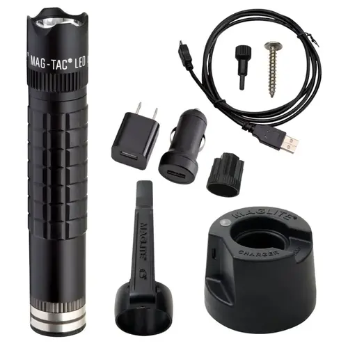 Rechargeable Flashlight, Li-Po Battery, LED Lamp, 543 Lumens Lumens, Focusing Beam, 4.5 hr Run Time Black