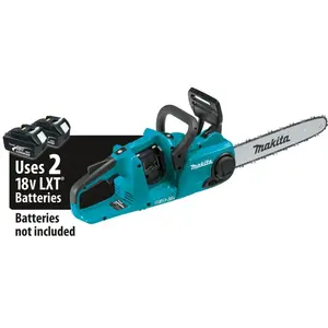 Makita XCU03Z Chainsaw, 5 Ah, 36 V Battery, Lithium-Ion Battery, 14 in L Bar/Chain, 3/8 in Bar/Chain Pitch, Teal