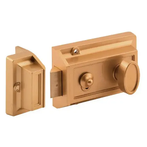 Night Latch and Locking Cylinder, Aluminum, Brass, 2-9/32 in Backset, Kwikset Keyway Pair Night Latch and Locking Cylinder, Aluminum, Brass, 2-9/32 in Backset, Kwikset Keyway Pair