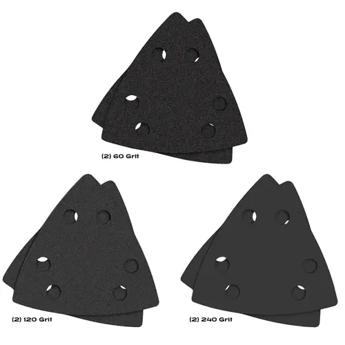 ONE FIT Oscillating Multi-Tool Triangle Sandpaper Variety Pack, 60, 120, 240 Grit Black - pack of 6 ONE FIT Oscillating Multi-Tool Triangle Sandpaper Variety Pack, 60, 120, 240 Grit Black - pack of 6