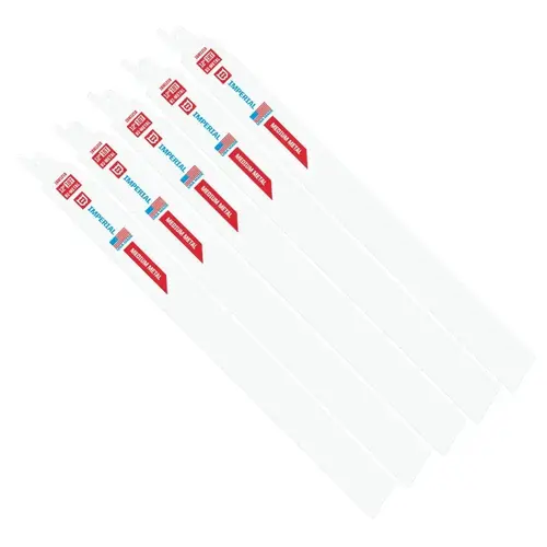 IBM1218 Reciprocating Saw Blade, 1 in W, 12 in L, 18 TPI, Bi-Metal Cutting Edge White - pack of 5 IBM1218 Reciprocating Saw Blade, 1 in W, 12 in L, 18 TPI, Bi-Metal Cutting Edge White - pack of 5