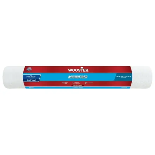 Paint Roller Cover, 9/16 in Thick Nap, 18 in L, Microfiber Cover White Paint Roller Cover, 9/16 in Thick Nap, 18 in L, Microfiber Cover White