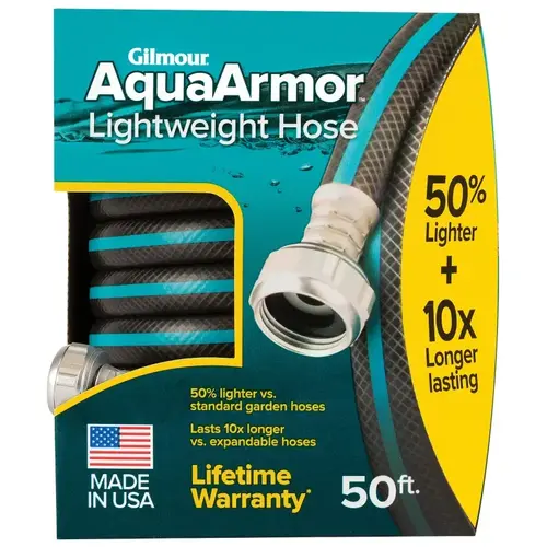 AquaArmor Lightweight Garden Hose, 50 ft L, Plastic Black AquaArmor Lightweight Garden Hose, 50 ft L, Plastic Black