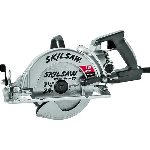 Worm Drive Saw, 15 A, 7-1/4 in Dia Blade, 0.812 in Arbor, 2-13/32 in D Cutting, 51 deg Bevel Worm Drive Saw, 15 A, 7-1/4 in Dia Blade, 0.812 in Arbor, 2-13/32 in D Cutting, 51 deg Bevel