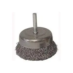 Weiler 36030 Wire Cup Brush, 3 in Dia, 1/4 in Arbor/Shank, 0.014 in Dia Bristle, Carbon Steel Bristle
