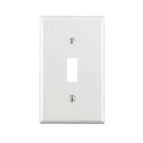 Non-Metallic Wallplate, 4-1/2 in L, 2-3/4 in W, 1 -Gang, Thermoset, White, Smooth