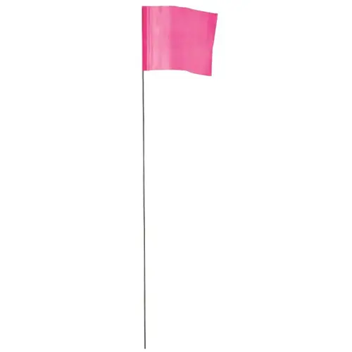 Stake Flag, 21 in L, Pink, Plastic/Steel - pack of 100 Stake Flag, 21 in L, Pink, Plastic/Steel - pack of 100