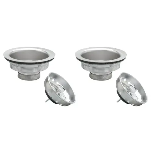 Basket Strainer with Fixed Post, Stainless Steel, For: 3-1/2 in Dia Opening Sink Pair Chrome Basket Strainer with Fixed Post, Stainless Steel, For: 3-1/2 in Dia Opening Sink Pair Chrome
