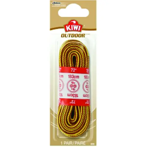 Boot Lace, Round, Braided Nylon, Brown/Yellow, 72 in L Boot Lace, Round, Braided Nylon, Brown/Yellow, 72 in L