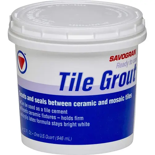 Tile Grout, Paste, Mild Ammonia, Bright White, 1 qt Tile Grout, Paste, Mild Ammonia, Bright White, 1 qt