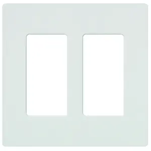 Lutron CW-2-WH Wallplate, 4.69 in L, 4-3/4 in W, 2 -Gang, Plastic, White, Gloss