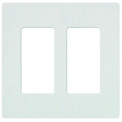 Wallplate, 4.69 in L, 4-3/4 in W, 2 -Gang, Plastic, White, Gloss