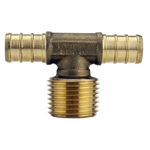 Pipe Tee, 1/2 in, Barb x MPT x Barb, Brass, 200 psi Pressure