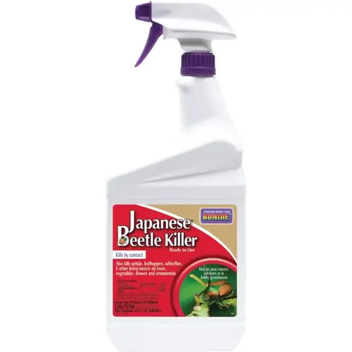 Japanese Beetle Killer, Liquid, Spray Application, 1 qt Spray Bottle Cloudy/White