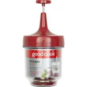 Good Cook 12101 84019 Manual Chopper, 2 Cups Cutting Capacity Red/Clear