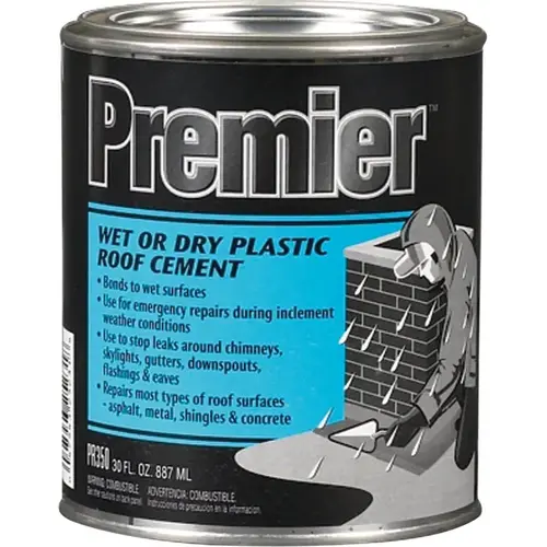 Premier 350 30 Oz. Wet or Dry Plastic Roof Cement Black Premier 350 30 Oz. Wet or Dry Plastic Roof Cement Black