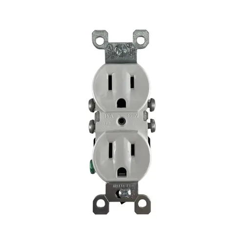 15A White Residential Grade 5-15R Copper/Aluminum Duplex Outlet