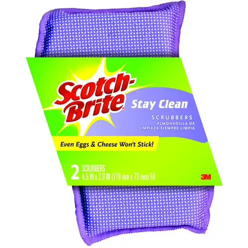 Clean Rinse Scrubber, 4-1/2 in L, 2.7 in W Pair Purple