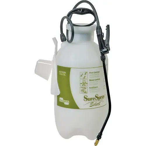 SureSpray Compression Sprayer, 2 gal Tank, Poly Tank, 34 in L Hose Translucent White SureSpray Compression Sprayer, 2 gal Tank, Poly Tank, 34 in L Hose Translucent White