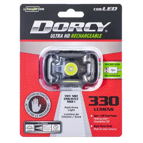 Rechargeable Headlamp, 1800 mAh, Lithium-Ion Battery, LED Lamp, 330 Lumens, Spot Beam, 200 m Beam Distance Black/Red Rechargeable Headlamp, 1800 mAh, Lithium-Ion Battery, LED Lamp, 330 Lumens, Spot Beam, 200 m Beam Distance Black/Red