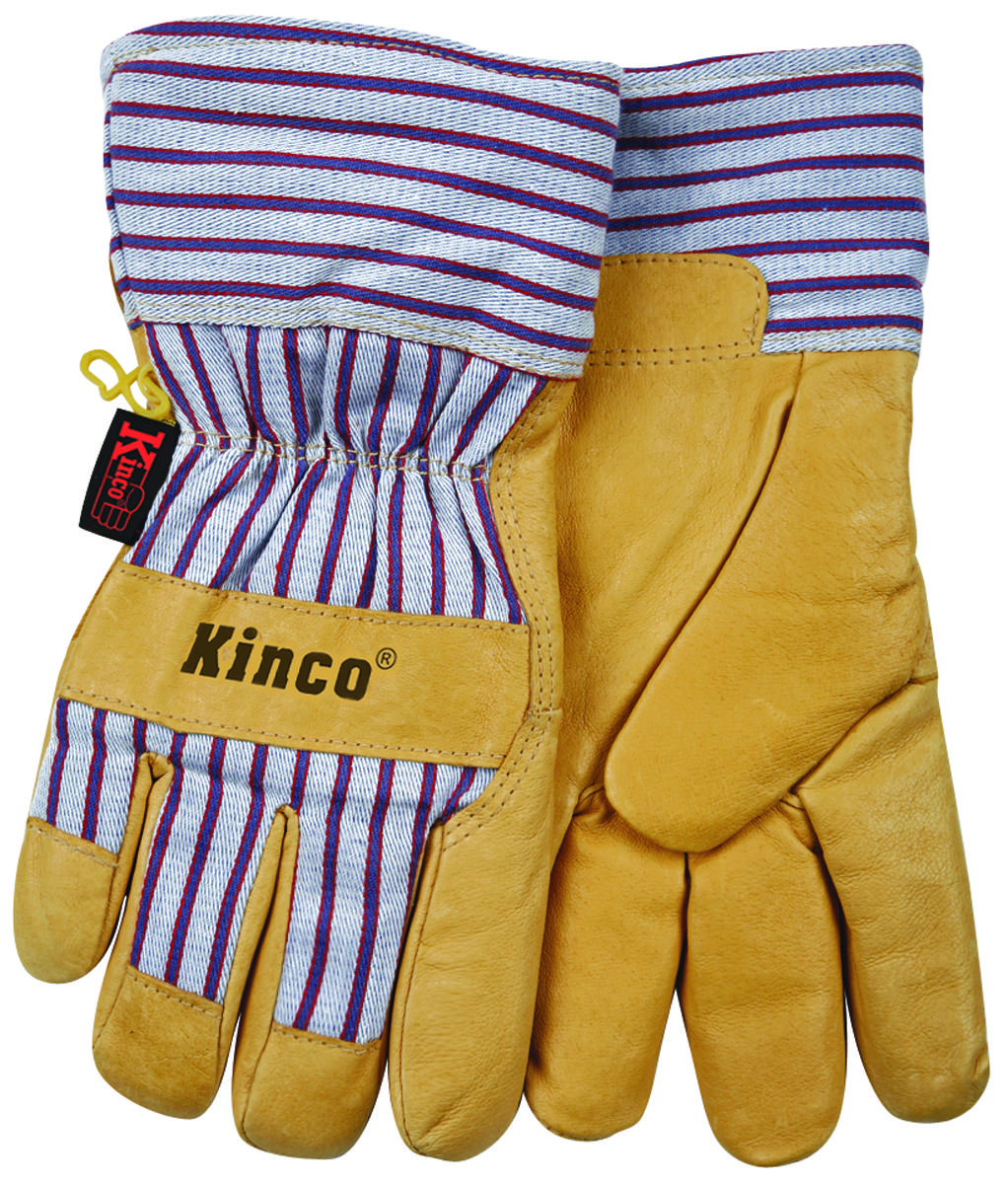 Kinco 1927-KM Protective Gloves with Safety Cuff, Wing Thumb, Blue/Gray/Yellow