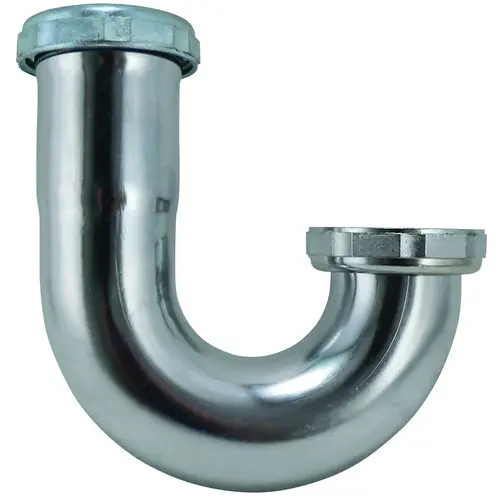 J-Bend with Nut, 1-1/2 in, Brass, Chrome J-Bend with Nut, 1-1/2 in, Brass, Chrome