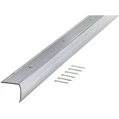 Stair Edging, 36 in L, 1.28 in W, Aluminum Prefinished