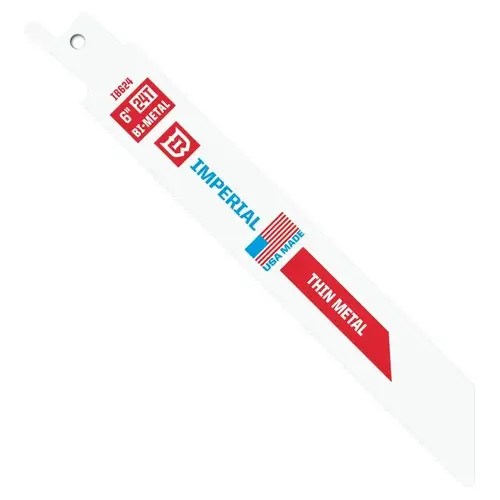 Standard Reciprocating Blade, 6 in L, 24 TPI, Bi-Metal Cutting Edge White