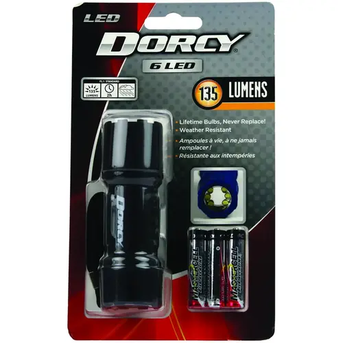 Flashlight, AAA Battery, LED Lamp, 135 Lumens, 15.24 m Beam Distance, 2 hr Run Time, Blue/Red/Teal/Yellow Flashlight, AAA Battery, LED Lamp, 135 Lumens, 15.24 m Beam Distance, 2 hr Run Time, Blue/Red/Teal/Yellow