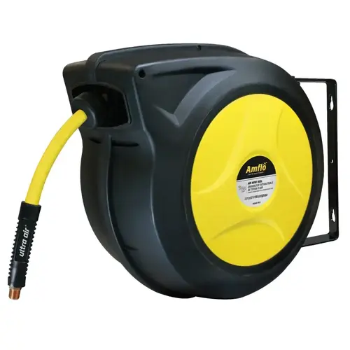 Air Hose Reel, Automatic, Enclosed, Hybrid Polymer/Plastic, Yellow Air Hose Reel, Automatic, Enclosed, Hybrid Polymer/Plastic, Yellow