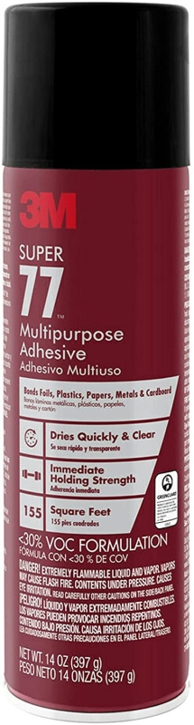 3M 77-VOC30DSC Super Multi-Purpose Spray Adhesive, Colorless, 14 oz Aerosol Can