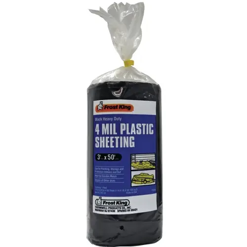 P350BW Polyethylene Sheeting, 50 ft L, 3 ft W, Black