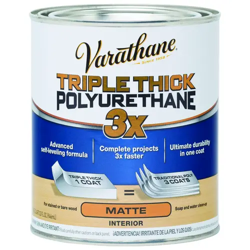Triple Thick Polyurethane Transparent Matte Clear Water-Based Acrylic 1 qt Clear Triple Thick Polyurethane Transparent Matte Clear Water-Based Acrylic 1 qt Clear