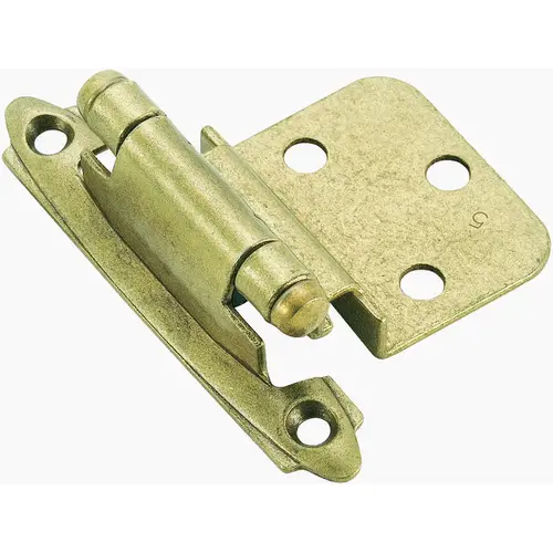 3/8" (10 mm) Inset Self Closing Face Mount Cabinet Hinge Burnished Brass Finish - Pair 3/8" (10 mm) Inset Self Closing Face Mount Cabinet Hinge Burnished Brass Finish - Pair