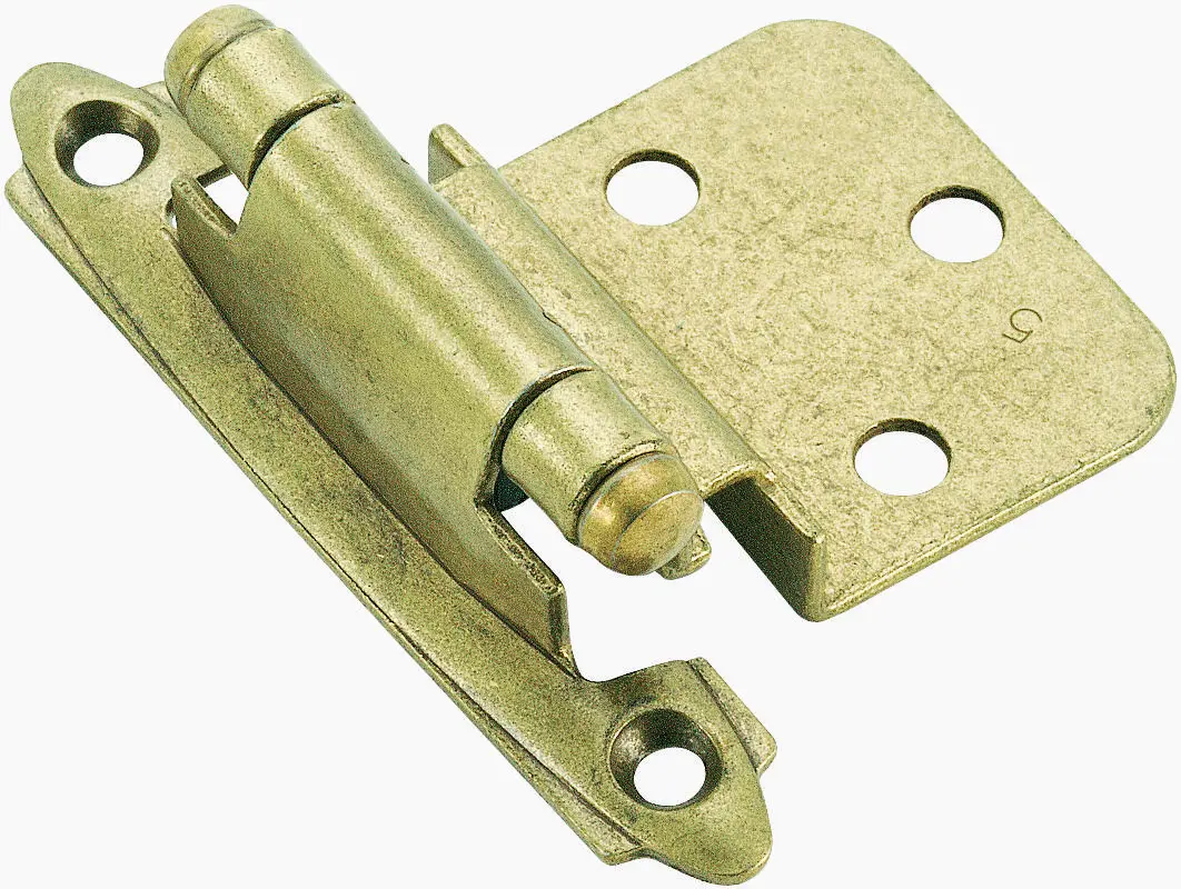 Amerock 3/8 (10 mm) Inset Self Closing Face Mount Cabinet Hinge Burnished Brass Finish - Pair BPR3428BB