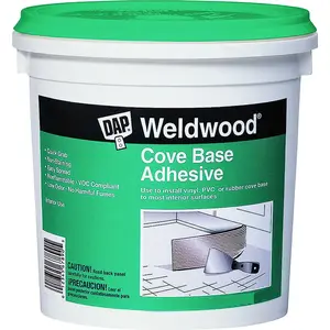 Weldwood 25053 DAP Cove Base Construction Adhesive, Off-White, 1 qt, Can