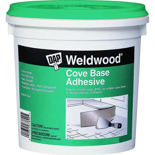DAP Cove Base Construction Adhesive, Off-White, 1 qt, Can