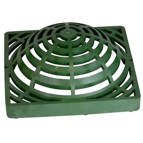 Atrium Grate, Hdpe Material, 11-3/4" Length, 11-3/4" Width, 3/8" Grate Opening, Green Finish