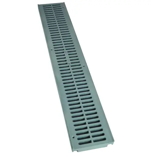 241-1 Drain Grate, 24 in L, 4.13 in W, Rectangular, 3/8 x 3-1/4 in Grate Opening, HDPE, Gray
