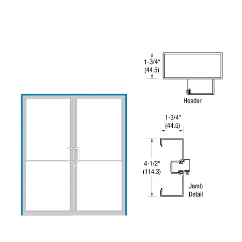 Bronze Anodized Double Door Open Back 1-3/4" x 4-1/2" Up and Over Frame Prepped for Offset Pivots with Overhead Concealed Closers
