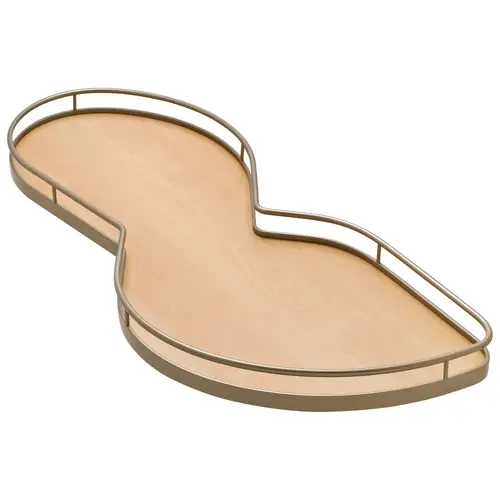 LeMans II Set, for Blind Corner Cabinets Left With soft and self closing mechanisms, with non-slip effect, Swings left, champagne/maple, 2 x 45 shape trays Tray: Maple, Surround: Champagne