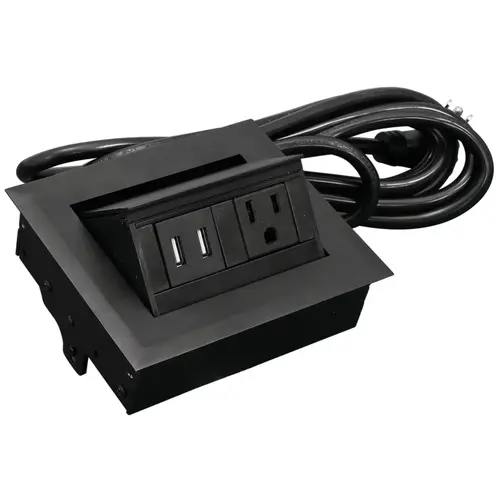 Hide-A-Dock Power/Data Station, 1 AC Outlet, 2 USB Ports 2 USB-A ports @ 10.5 watts each Aluminum housing, 2 USB-A ports @ 10.5 watts each, black Black Hide-A-Dock Power/Data Station, 1 AC Outlet, 2 USB Ports 2 USB-A ports @ 10.5 watts each Aluminum housing, 2 USB-A ports @ 10.5 watts each, black Black