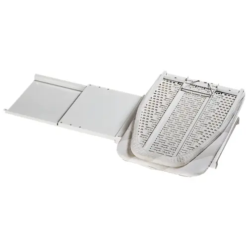 Hafele Ironfix Ironing Board, Shelf-Mounted Rotates 180 degree , slate RAL 7022 Ironing Board: Slate (RAL 7022) Cover: White with gray stripes, Fitting: white, RAL 9016