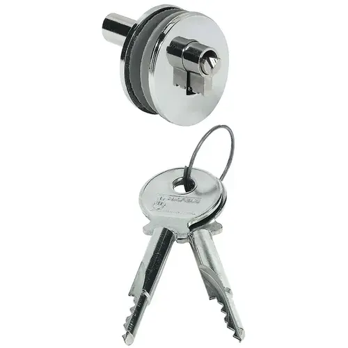 Sliding Door Lock, for Glass Panels Standard profile, Keyed different Chrome plated, Chrome