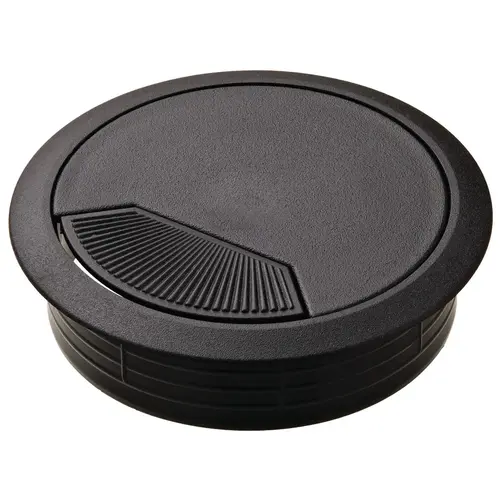 Plastic Cable Grommet, Two-Piece, Round with Spring Closure 3 1/8" 80 mm Plastic, with spring loaded, swivelling section in cover, for workplace organization, Black, diameter 80 mm Black Plastic Cable Grommet, Two-Piece, Round with Spring Closure 3 1/8" 80 mm Plastic, with spring loaded, swivelling section in cover, for workplace organization, Black, diameter 80 mm Black
