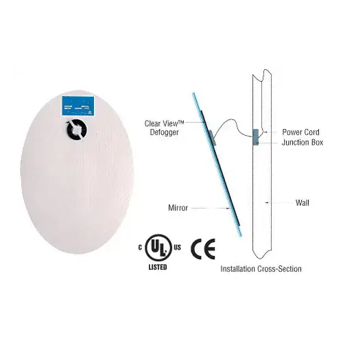 18" x 26" Oval Mirror Defogger Clear