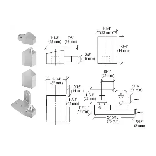 Aluminum Offset Left Hand Pivot Set with 1/8" Recess Aluminum Offset Left Hand Pivot Set with 1/8" Recess