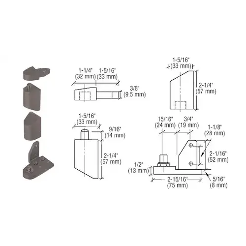 Dark Bronze Offset Right Hand Pivot Set with 1/8" Recess Dark Bronze Offset Right Hand Pivot Set with 1/8" Recess