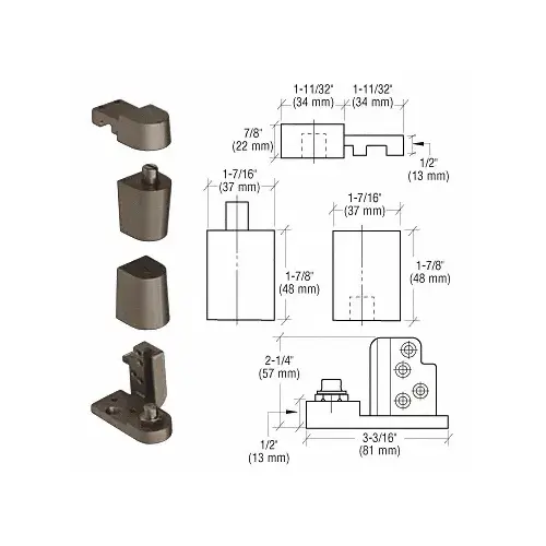 Dark Bronze Offset Left Hand 0P70 Series Pivot Set